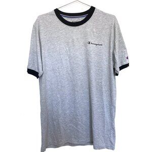 NWOT hampion Men's Gray crewneck color contrast Short Sleeve T-Shirt, M